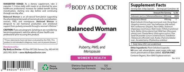 Balanced Woman Hormonal Support Label