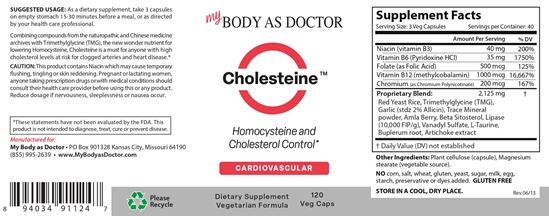 Cholesteine Cholesterol & Homocysteine Control Label