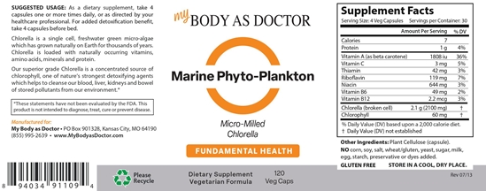 Chlorella Superfood Label