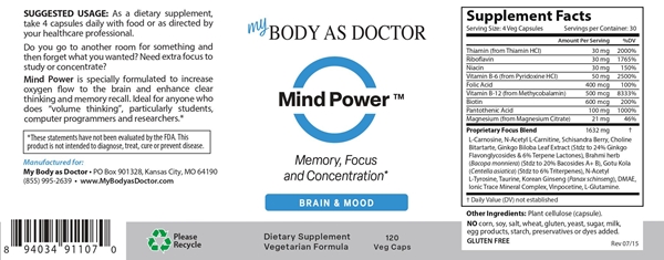 Mind Power Brain Anti-Aging Label