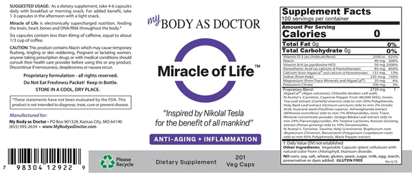 Miracle of Life Anti-Aging Label