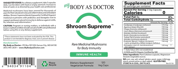 Shroom Supreme Medicinal Mushroom Immunity formula