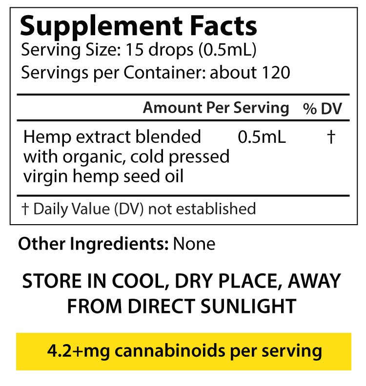 CBD Rich Hemp Oil Extract - Supplement Facts