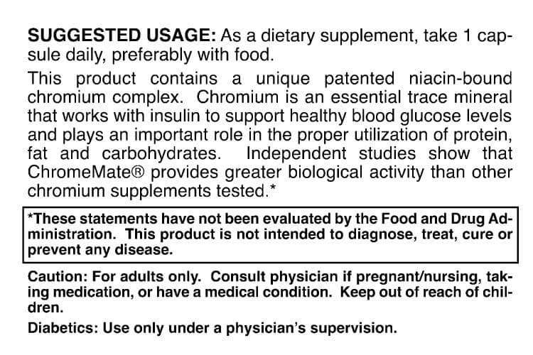 Chromium (Chrome-Mate) Blood Sugar Use