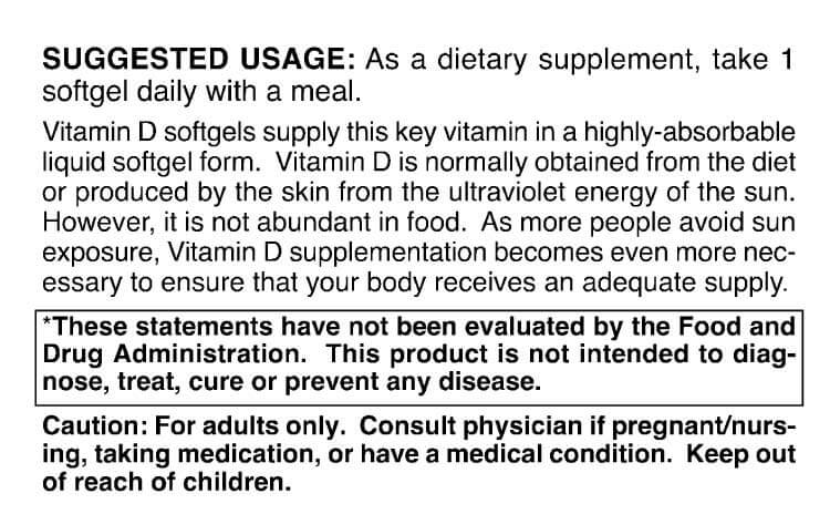 Vit D3 2000iu Gelcaps Use