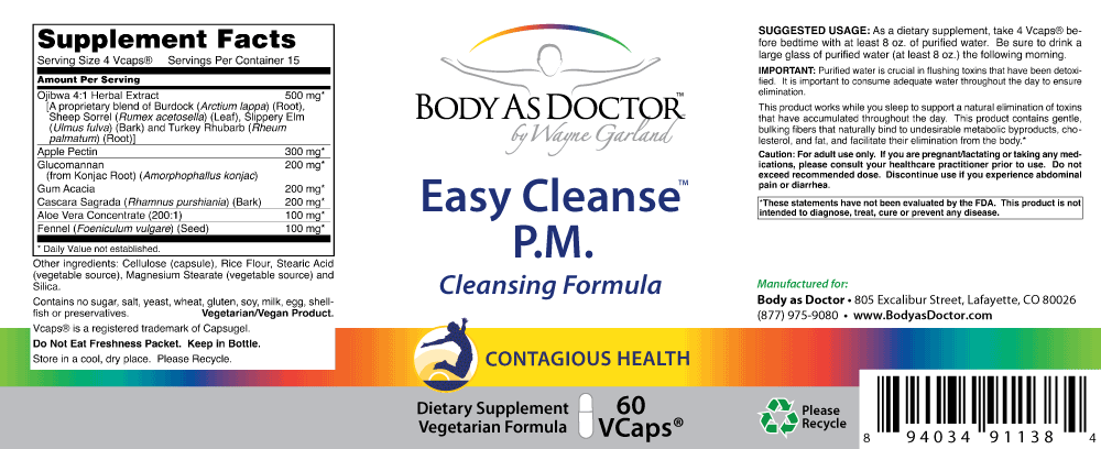 Easy Cleanse Detox PM Label