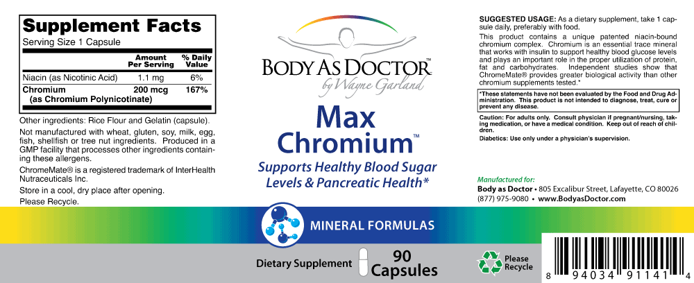 Chromium (Chrome-Mate) Blood Sugar Bottle